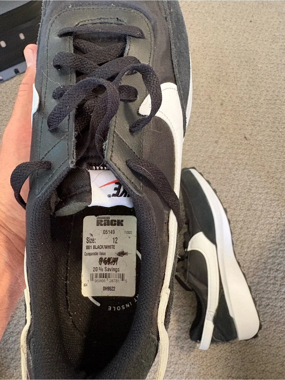 Nike Black and White Retro-Style Running Sneakers